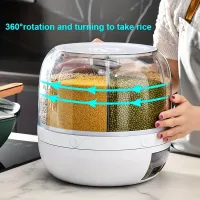 6dílný otočný zásobník na obiloviny a rýži - Skladování potravin, 360° otočení, uzamykatelné víko, proti vlhkosti