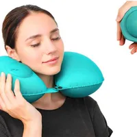 Self-inflating neck pillow