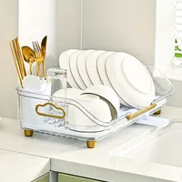 Dish dryer with drainer and tool holder, practical for the kitchen line, easy drip and cleaning