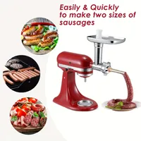 Metal meat grinder for kitchen robot, sausage production, silver (without robot)