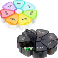 2 pieces Large weekly pill organizer 7-day portable pill box Medical organizer Floral container for pills