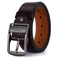 Men's leather belt with big pin buckle, pants belt