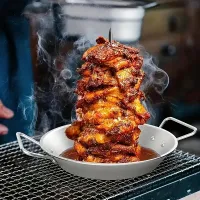 Vertical barbecue stand for chicken with can