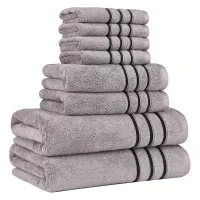 Set de prosoape din bumbac moale, 8 piese, prosoape de baie moi și pufoase, 2 prosoape de baie 28" X 55", 2 prosoape pentru mâini 13" X 29" și 4 prosoape pentru față 13" X 13"