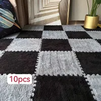 10 pièces Tapis en mousse pliable en peluche pour fenêtre/siège en forme de carrés