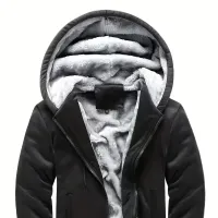 Men's winter thick and padded warm jacket with hoodie