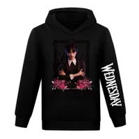 Children's designer sports sweatshirt with hood and stylish print Wednesday Addams