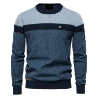 Cotton sweater for men with round neck, high quality, knitted and fashionable