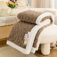 Warm and soft blanket made of wool and sherpa fleece, double-sided