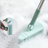 Brush for washing floors and tiles with long handles and replaceable, hard brushes - For cleaning baths, showers, bathrooms, kitchen, balcony and walls, 95cm