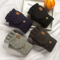 Winter knitted gloves with no fingers with touch screen function for men and women