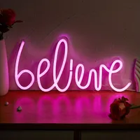 Neonový nápis "Věř": Světlo LED napájené z USB, dekorace na zeď pro ložnici, svatbu, narozeniny, hernu, domov