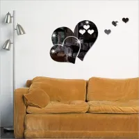 Self-adhesive mirror in the shape of hearts