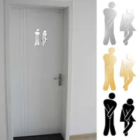 Set of 2 mirror stickers for toilet doors