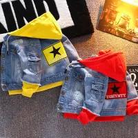 Geacă de blugi pentru băieți Fete Geacă de denim pentru copii Geacă de exterior pentru copii Geacă de exterior pentru copii Îmbrăcăminte de primăvară toamnă pentru băieți Îmbrăcăminte sportivă cu glugă pentru copii 1-6T