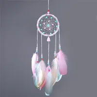 Dream catcher with rainbow feathers and beads