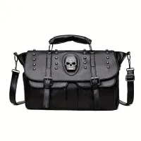 Punk Messenger bag with skulls and rivets - Y2K retro crossbody purse