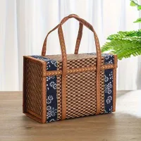 Basket for fruit and desserts from bamboo in vintage style