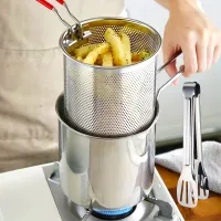 Fryer z nerezovej ocele 1.2 l pre lahodnú chrumkavú dobrotu - tempura, hranolky, ryby a kurča - s anti-pálenie grip, ľahko čistiť a bezpečné