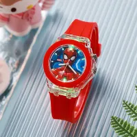 Children's analog watch with LED candlelight on the Spider-man theme display