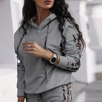 Women's 200 in striped style - stretching hoodie for strings and loose long trousers with falling shoulders
