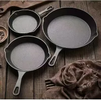 Cast iron Pan with Okrain castings, Pre-baked Okrainy, Camping Cooking Interior and Outdoor, Barbeque Safety, Kitchen Makes, Needs for Kitchen