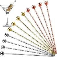 12pcs Stainless steel cocktail toothpicks for drinks - Martini, olives, Bloody Mary, bar toothpicks