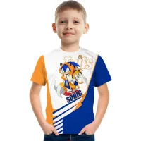 Fiú sport póló rövid ujjú és nyomtatott Sonic the Hedgehog pólóval