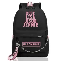 Geantă de școală cu lanț pe buzunarul de jos - Blackpink