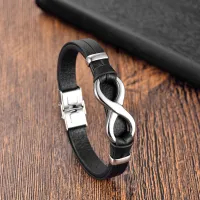 Bracelet simple pour homme en cuir PU et métal