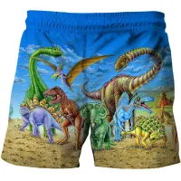 Detské plážové šortky s potlačou dinosaurov