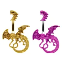 Módny piercing do pupka s ornamentom v tvare draka