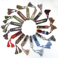 Knitted friendship bracelet with tassels