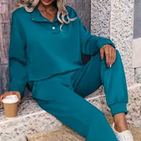 Dwaczęściowy zestaw damski w stylu casual - bluza z długimi