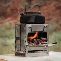Folding wood stove with grill