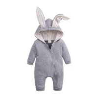 Children's jumpsuit with bunny ears - grey