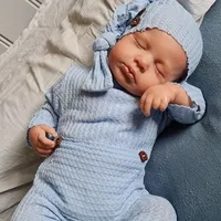 Élethű Reborn baba kék pulóverben - 49 cm