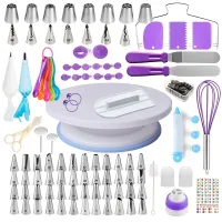 Set for decorating cakes, 137 pcs, with swivel stand for easy decorating