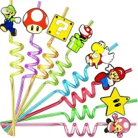 Beautiful spiral party straw with popular characters from animated movie Super Mario
