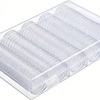 Transparent round coin box with storage box - 100 pcs coin case with diameter 30 mm
