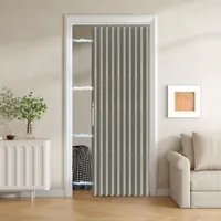 Magnetic thermal insulated folding door curtains and privacy screen - easy to install, wind resistant