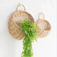 Handmade basket of wicker to hang pot