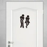 Zábavná sada nálepiek na toaletné dvere - delenie ženských a pánskych záchodov, čierna farba