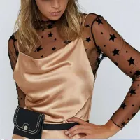 Women's translucent crop top with stars