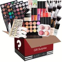 Make-up kit all in one, festival gift surprise, complete make-up kit for women, including palette of eye shadows, lipstick, brazilian, proofreader, face powder, eyeliner, mascara, fine brush, mother's day gift for mom