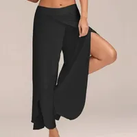 Split trousers with wide legs