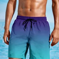 Men's loose beach shorts for active wearing, fast-drying with shoelace and ombre effect, light shorts for summer holidays on the beach and surfing
