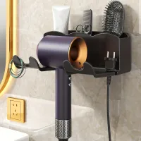 Hairdryer holder on the bathroom shelf