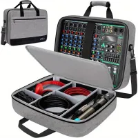 1pc Rezistentné a ochranné tašky na DJ Mixer Counter s 10 mm čalúnené, Veľká kapacita nahrávacie zariadenia pre káble, Podcasty a mikrofóny, sivé