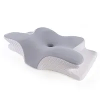 Coussin cervical en mousse à mémoire de forme, pour soulager les douleurs au cou et aux épaules, ajustable, ergonomique, orthopédique, moulé, avec housse amovible